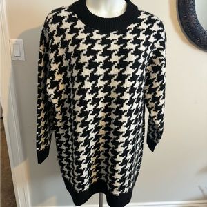 Black & White Houndstooth Sweater Dress